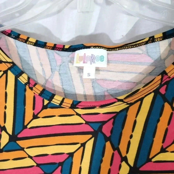 LuLaRoe Women's Size S Yellow Multicolor Geometric Drop Shoulder Irma Tunic Top - Picture 4 of 5